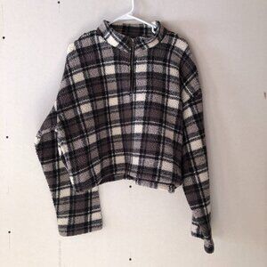 Fluffy Plaid Cropped Fleece